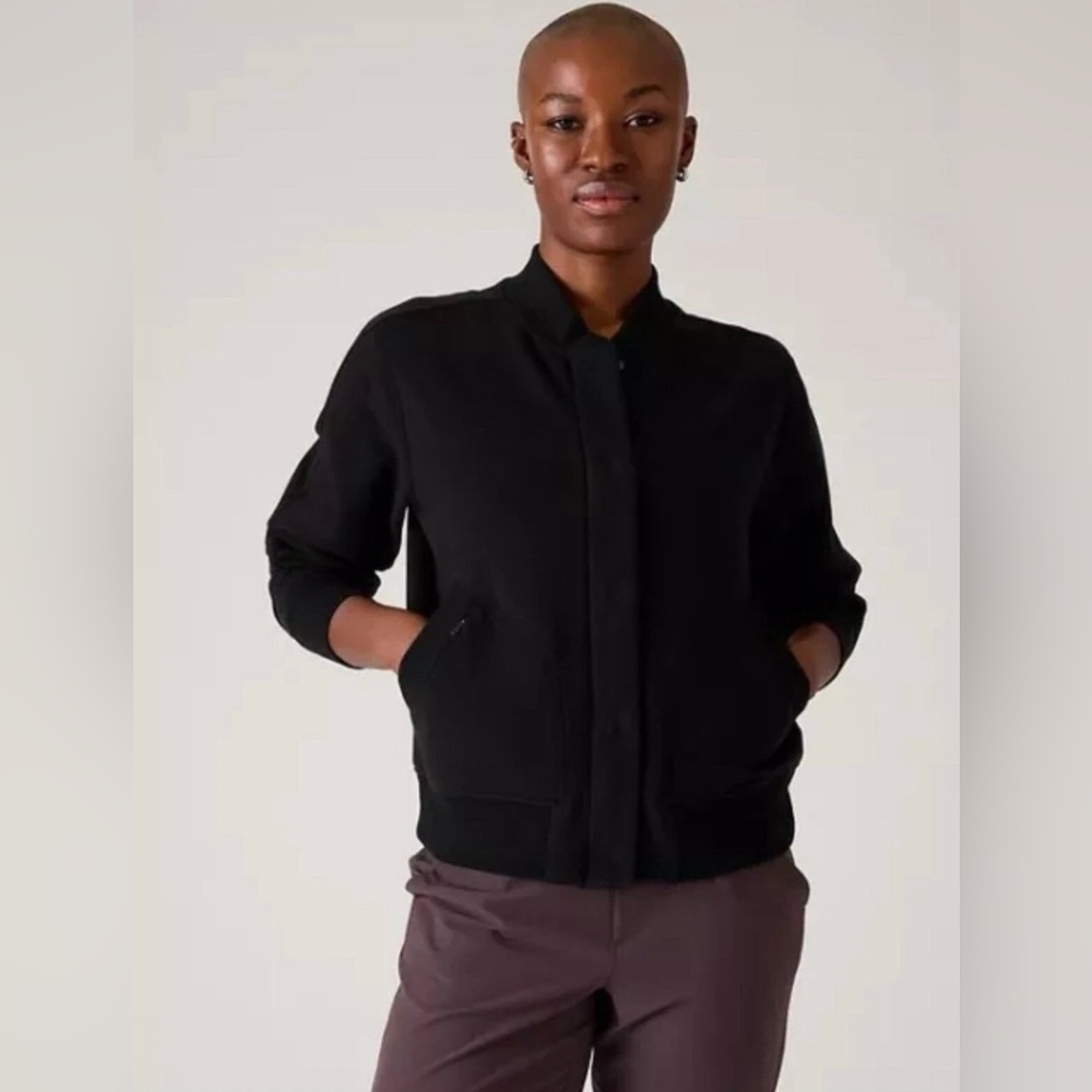 Athleta Retroplush Bomber Jacket // Black